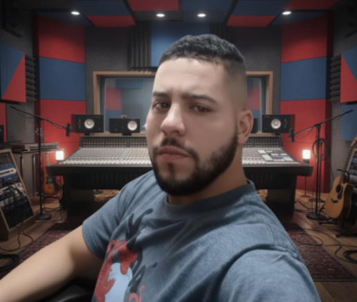 Daniel Caro Jaramillo, Coordinador de Marketing de Candela IA, en un entorno de estudio de producción profesional.